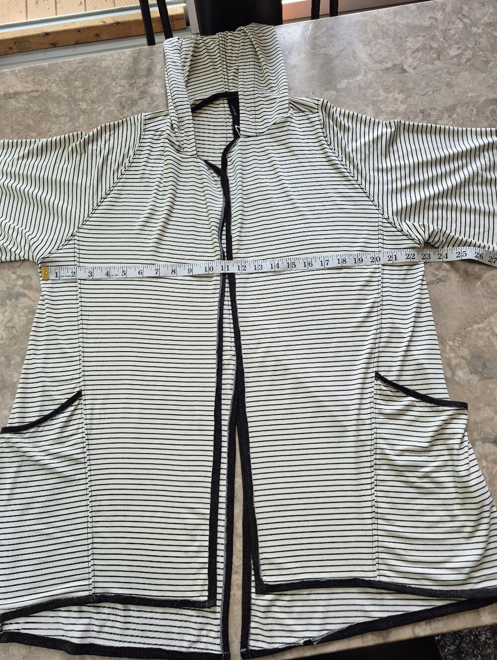 CAPOTE Striped Open-Front art to wear Laganlook long sleeve Cardigan Medium NWT - Picture 8 of 10